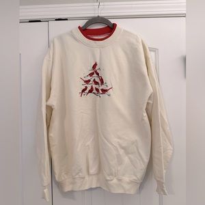 Women’s L MC Sportswear Cream Vintage Red Cardinal Sweatshirt‎ Pullover
